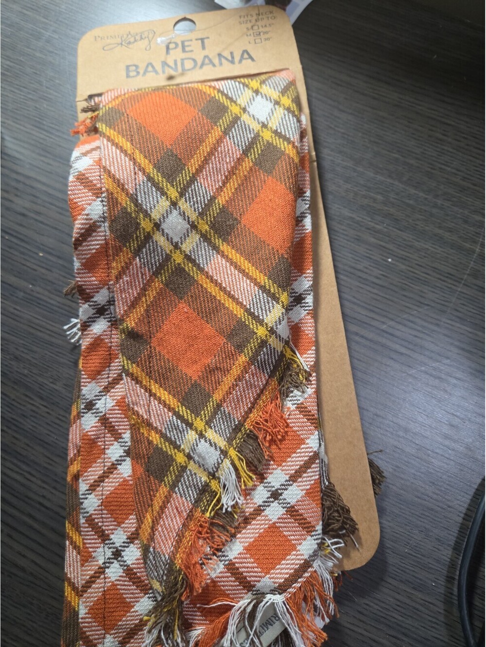 Dog Pet Bandana Fall Plaid 3-Piece Set Size M 20" Primitive By KATHY